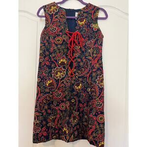 Vintage Lanz Original 1960's 1970's Floral Paisley Quilted Lace Up Bodice SZ 9